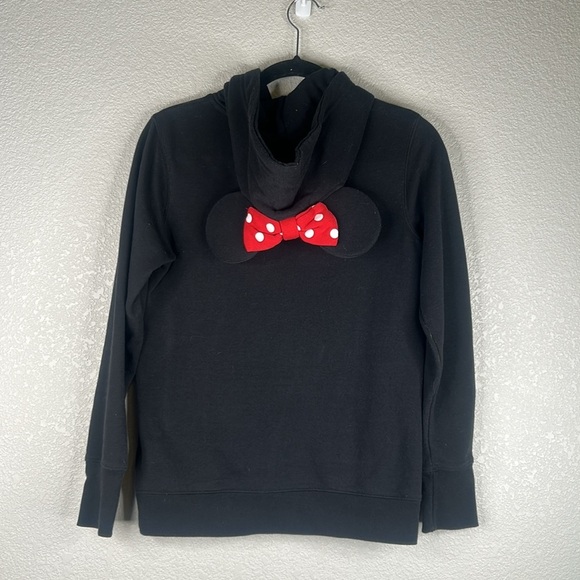 Disney Parks Black Red Minnie Mouse Long Sleeve Hoodie Sweatshirt Size Small - Picture 4 of 6